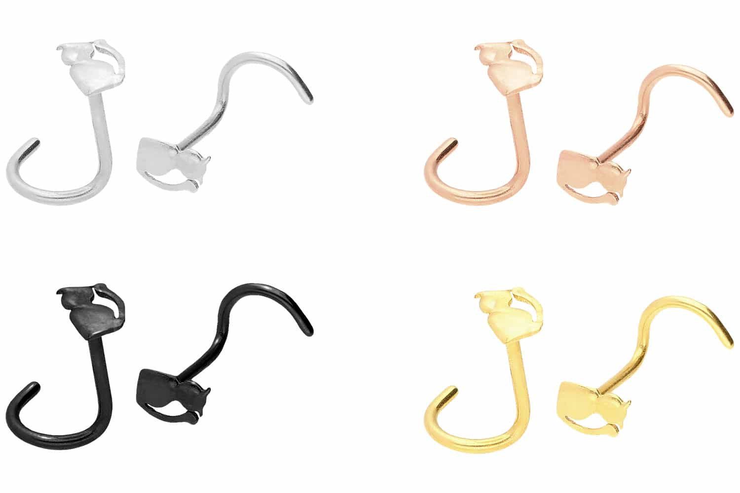 PIERCINGLINE Nasenpiercing Chirurgenstahl Nasenstecker Spirale KATZE (Nasen günstig online kaufen
