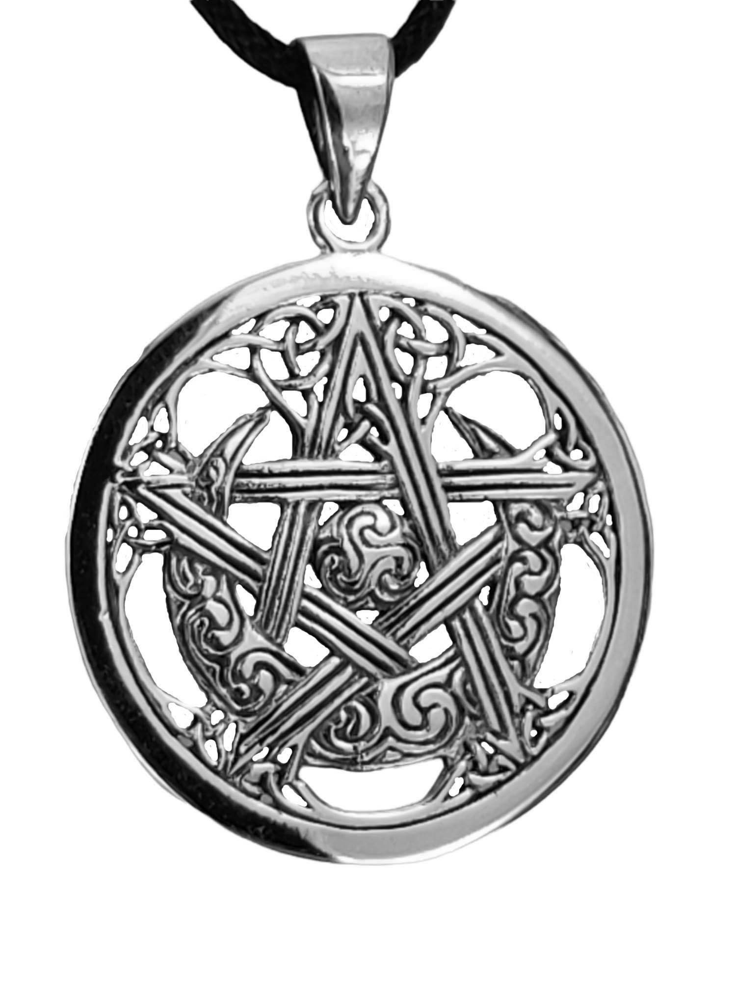 Kettenanhänger Pentagramm 925 Silber Anhänger Schutz Mond Sonne keltisch Wicca