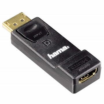 Hama Displayport zu HDMI Adapter-Kabel 4K Video-Adapter Displayport, 1 cm, DisplayPort-Stecker auf HDMI-Buchse für PC Monitor Beamer Grafikkarte