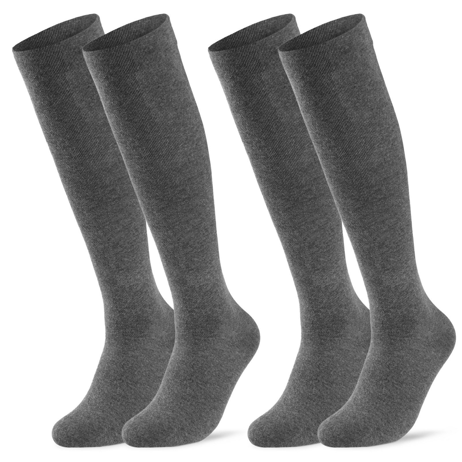sockenkauf24 Stützkniestrümpfe 2 oder 4 Paar Damen & Herren Strümpfe Reisestrümpfe (Grau, 2-Paar, 39-42) Kompressionsstrümpfe - 41900 WP