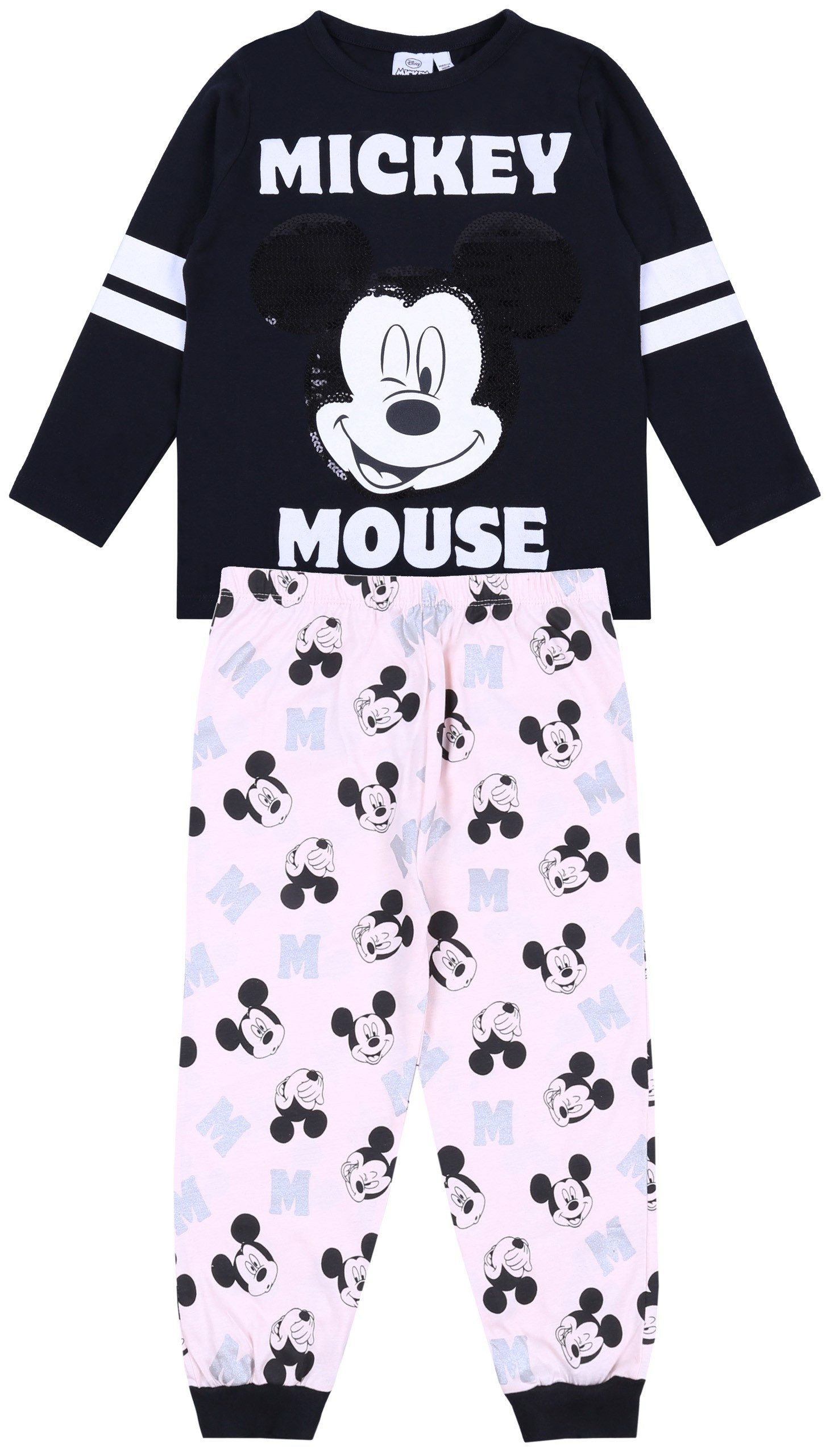 Pyjama Pyjama in Schwarz und Pfirsichfarbe Mickey Mouse DISNEY 7-8 Jahre