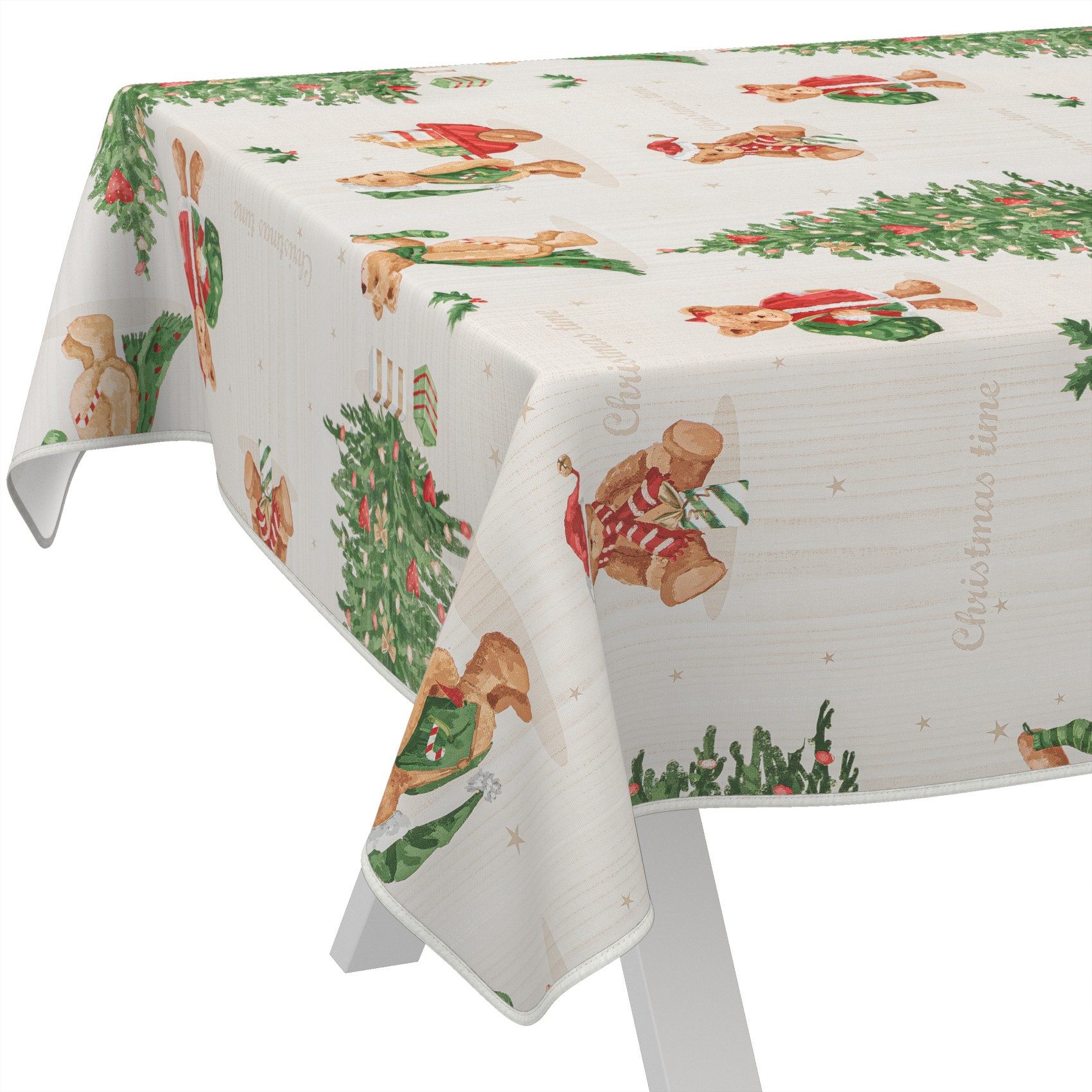 ANRO Tischdecke Wachstuch abwaschbar Teddybär Weihnachten Tischwäsche (Einz günstig online kaufen