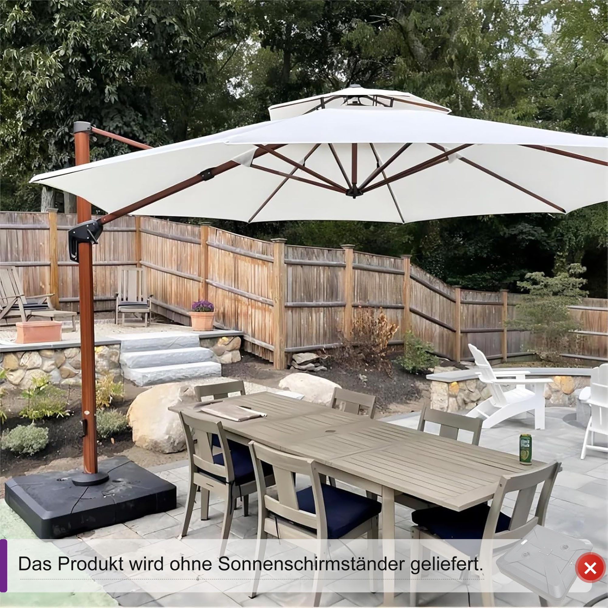 PURPLE LEAF Ampelschirm Holzoptik Runder Außenbereich günstig online kaufen