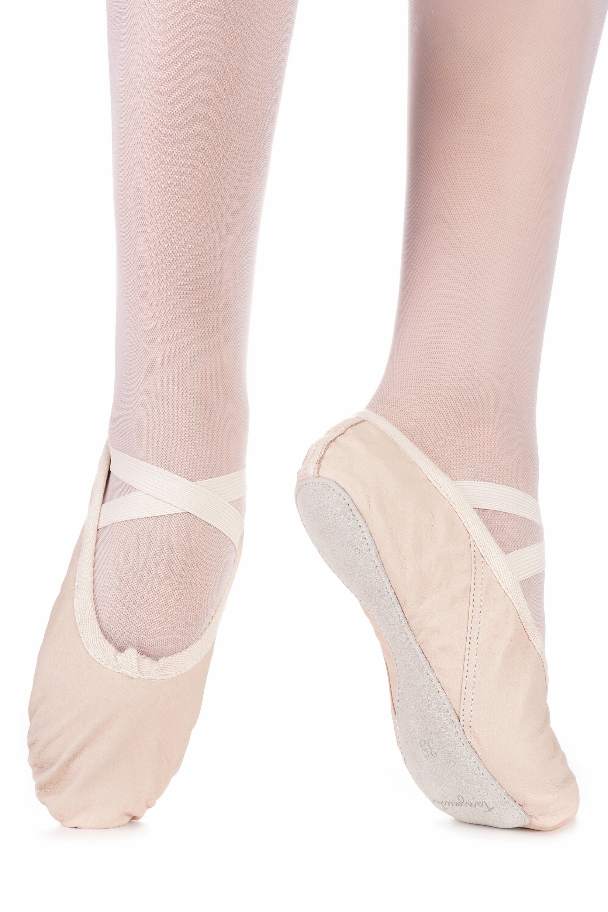 tanzmuster Ballettschuhe Sasha aus Leder mit ganzer Ledersohle Tanzschuh Ballettschläppchen für Mädchen