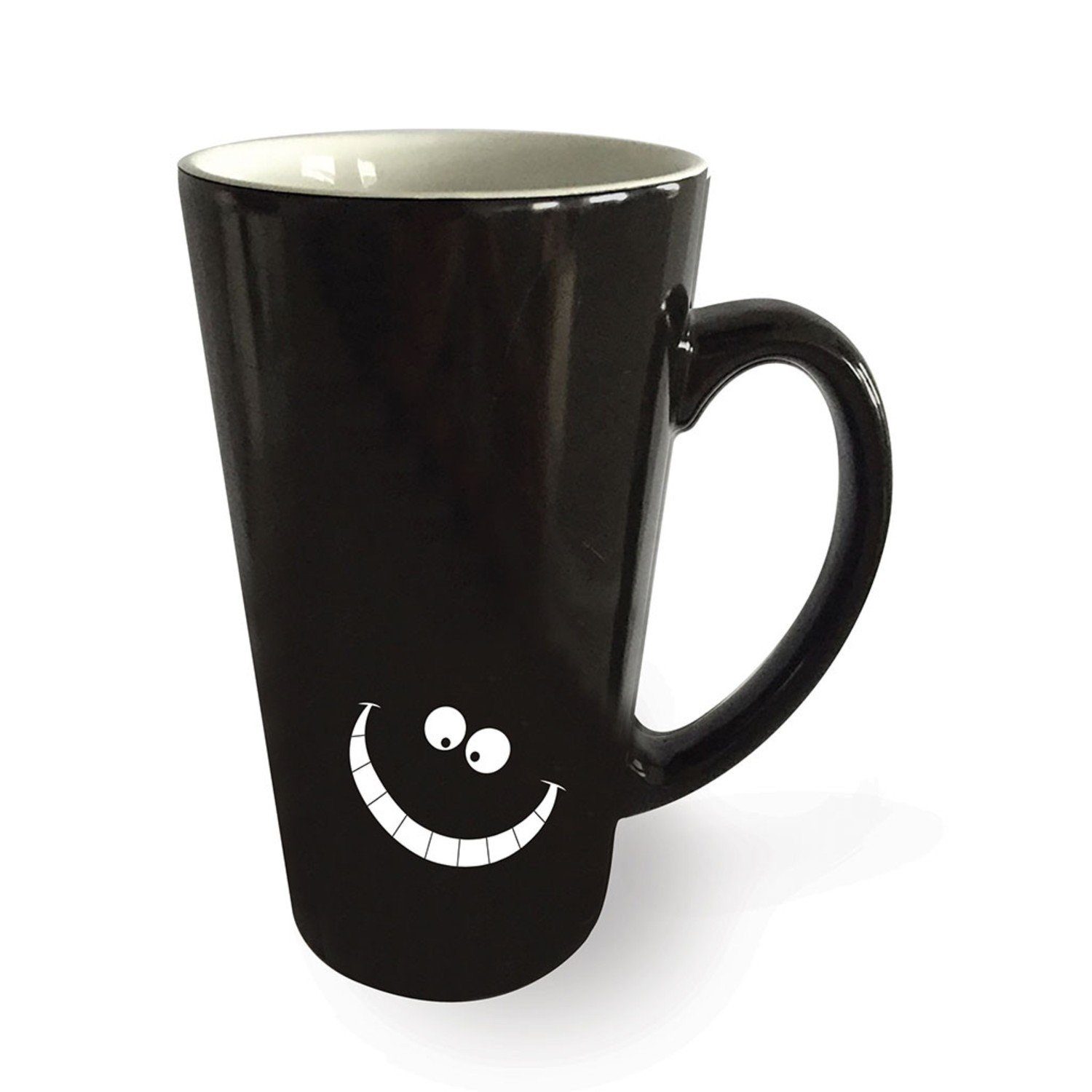 GIFT REPUBLIC Becher Grinsekatze Kaffeebecher temperatursensitiv, Porzellan