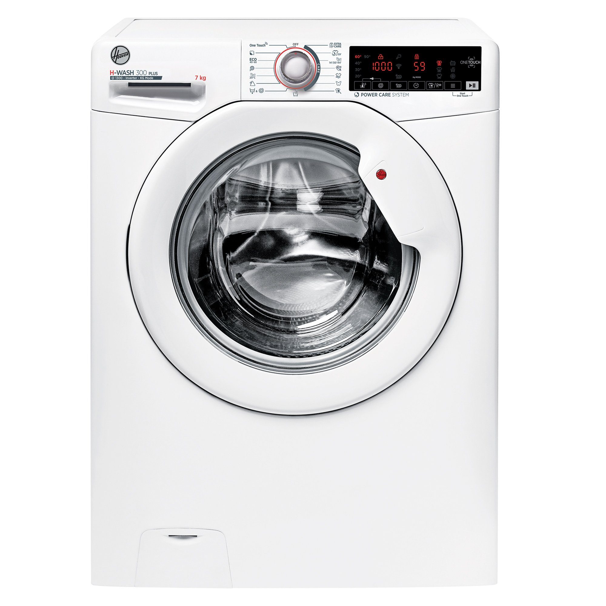Hoover Waschmaschine H-WASH300 Plus H3W4 37TXME/1-S, 7,00 kg, 1300 U/min, NFC-Technologie, Spezielle Extra Care-Programme zur Wäschepflege