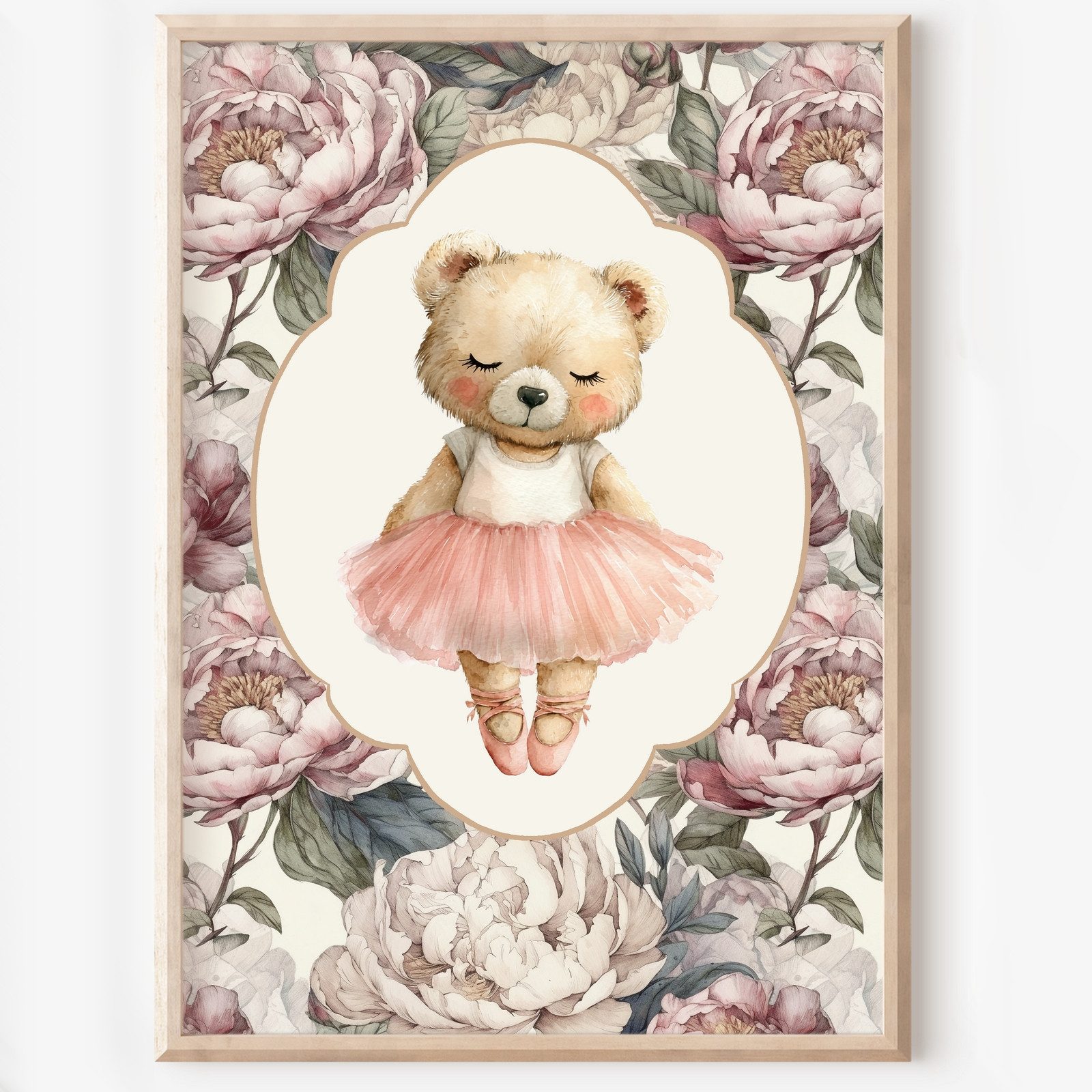 homestyle-accessoires Mehrteilige Bilder Kinderzimmer Bilderwand 8erSet Bilderset Babyzimmer VINTAGE BEAR, Hochformat, Künstlerpapier, ohne Rahmen