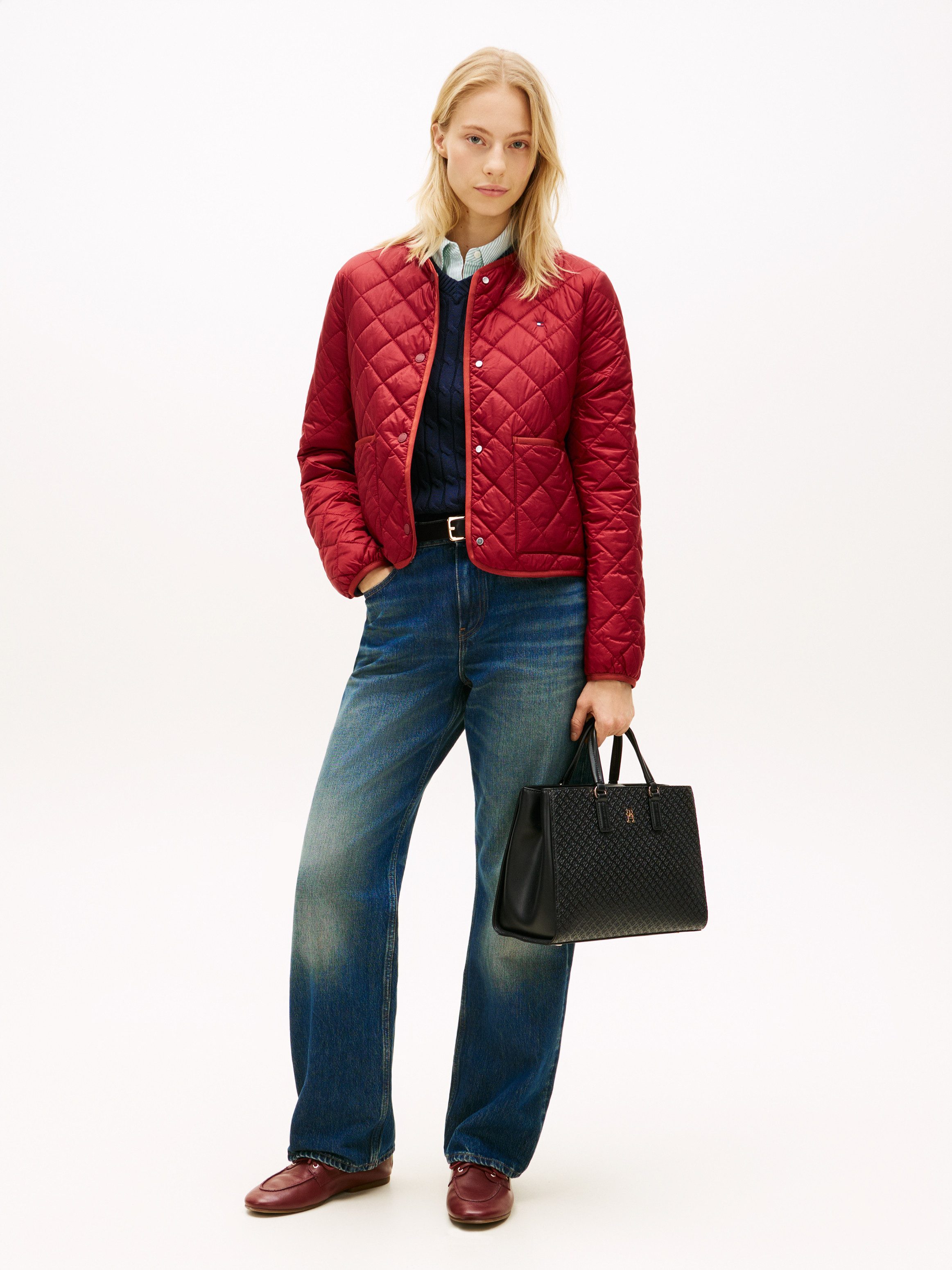 Tommy Hilfiger Henkeltasche TH DAILY SATCHEL MONO, Damen Tragetasche, Handtasche mit Allover TH-Logoprägung