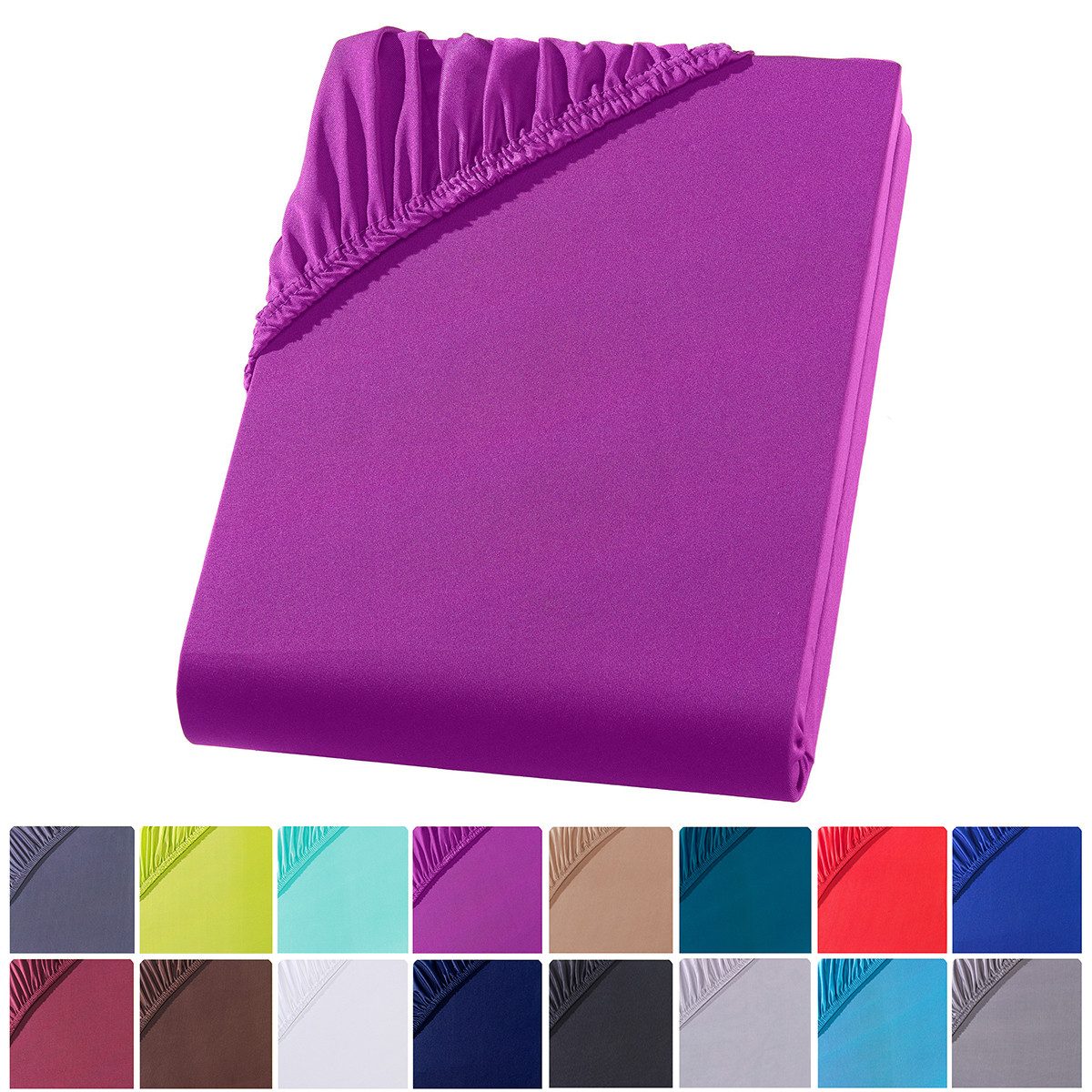 Visaggio Spannbettlaken Mikrofaser Spannbetttuch Bettlaken 90x200 140x200 180x200 200x220, Microfaser, Gummizug: rundum, viele Größen und Farben, Steghöhe 30 cm für Matratzenhöhen bis 22 cm