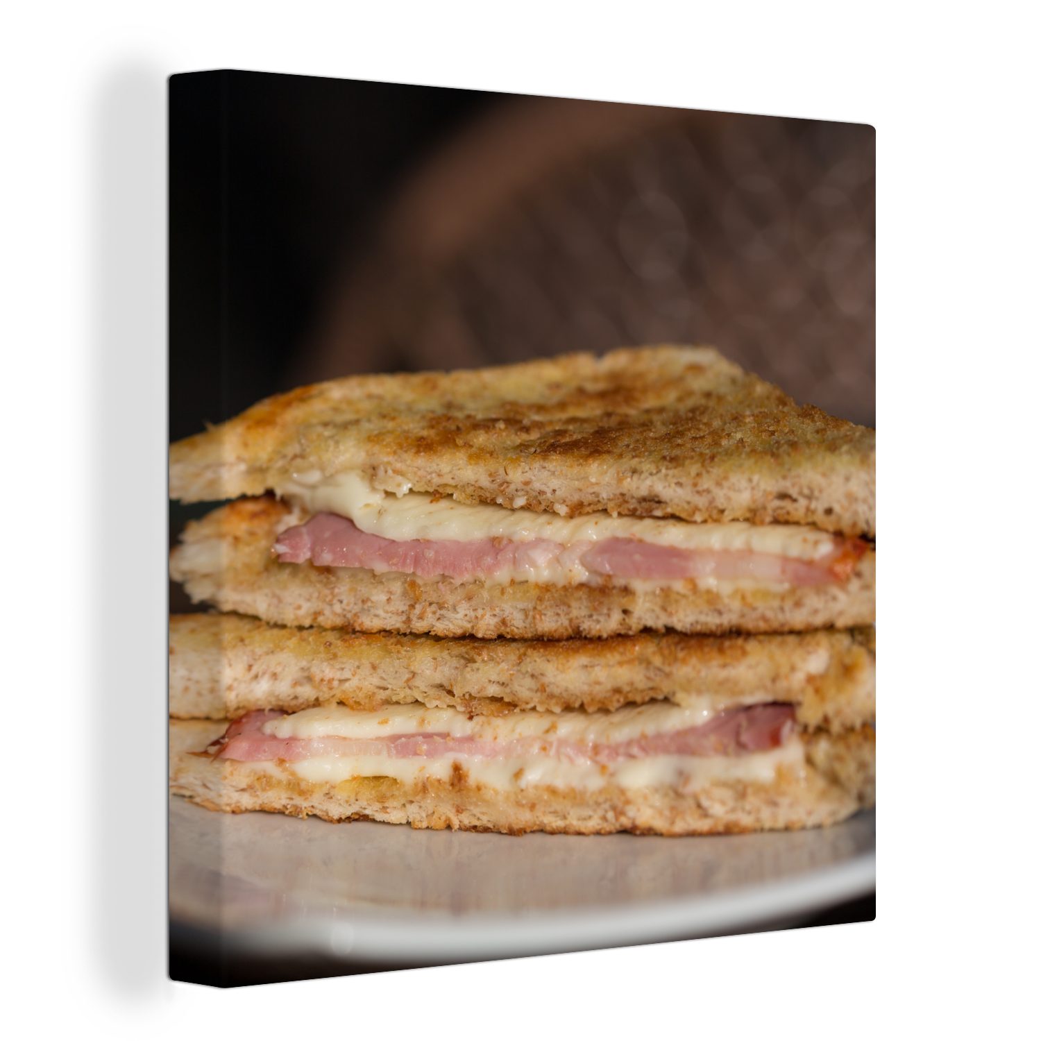 OneMillionCanvasses® Leinwandbild Stapelbares Sandwich zum Frühstück oder Mittagessen, (1 St), Leinwand Bilder für Wohnzimmer Schlafzimmer