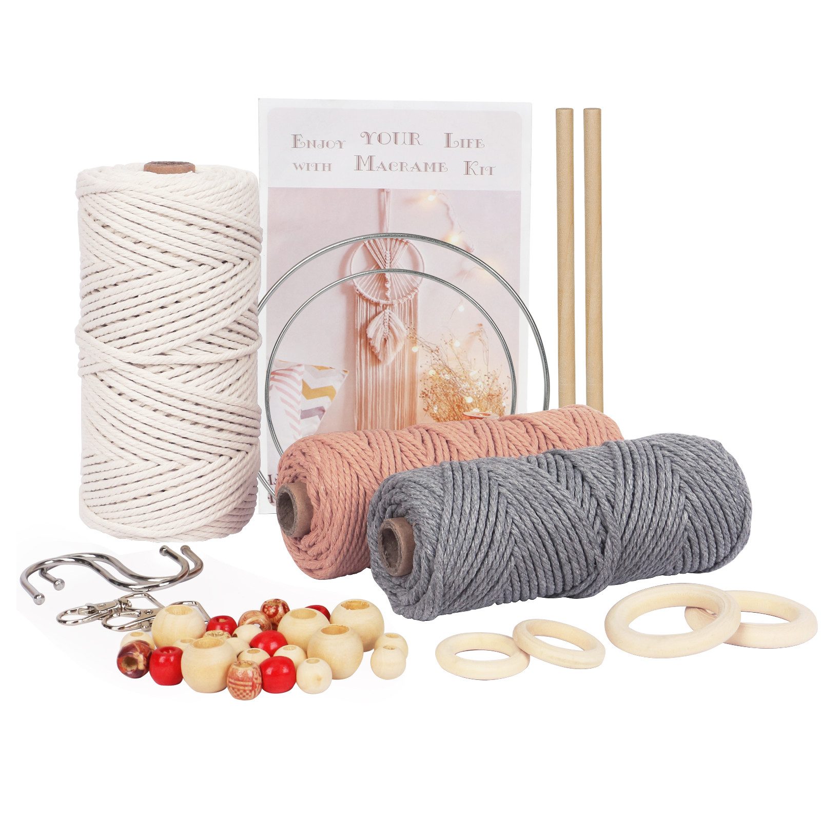 OSTWOLKE DIY Makramee Kit Makramee Cord für Anfänger Erwachsene mit Anleitung Bastelgarn, (1-St)
