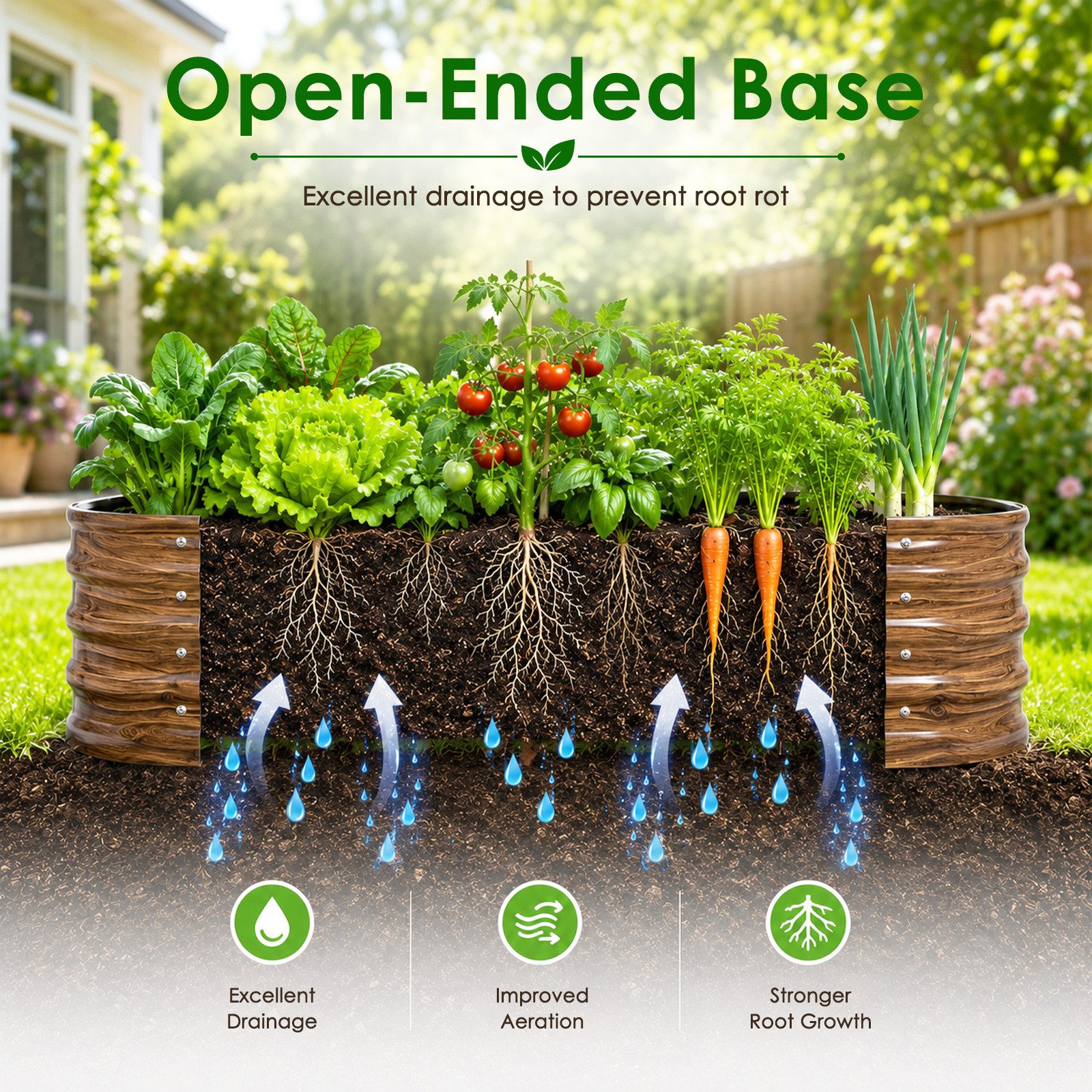 BlingBin Hochbeet Pflanzenbeet aus Metall Ovales Gartenbeet zum Selber Bauen (1er Set, 1 St., 240 × 60 × 30 cm (7,87 × 1,97 × 0,98 ft), Pflanzkasten-Set für den – Bild 3 von 5