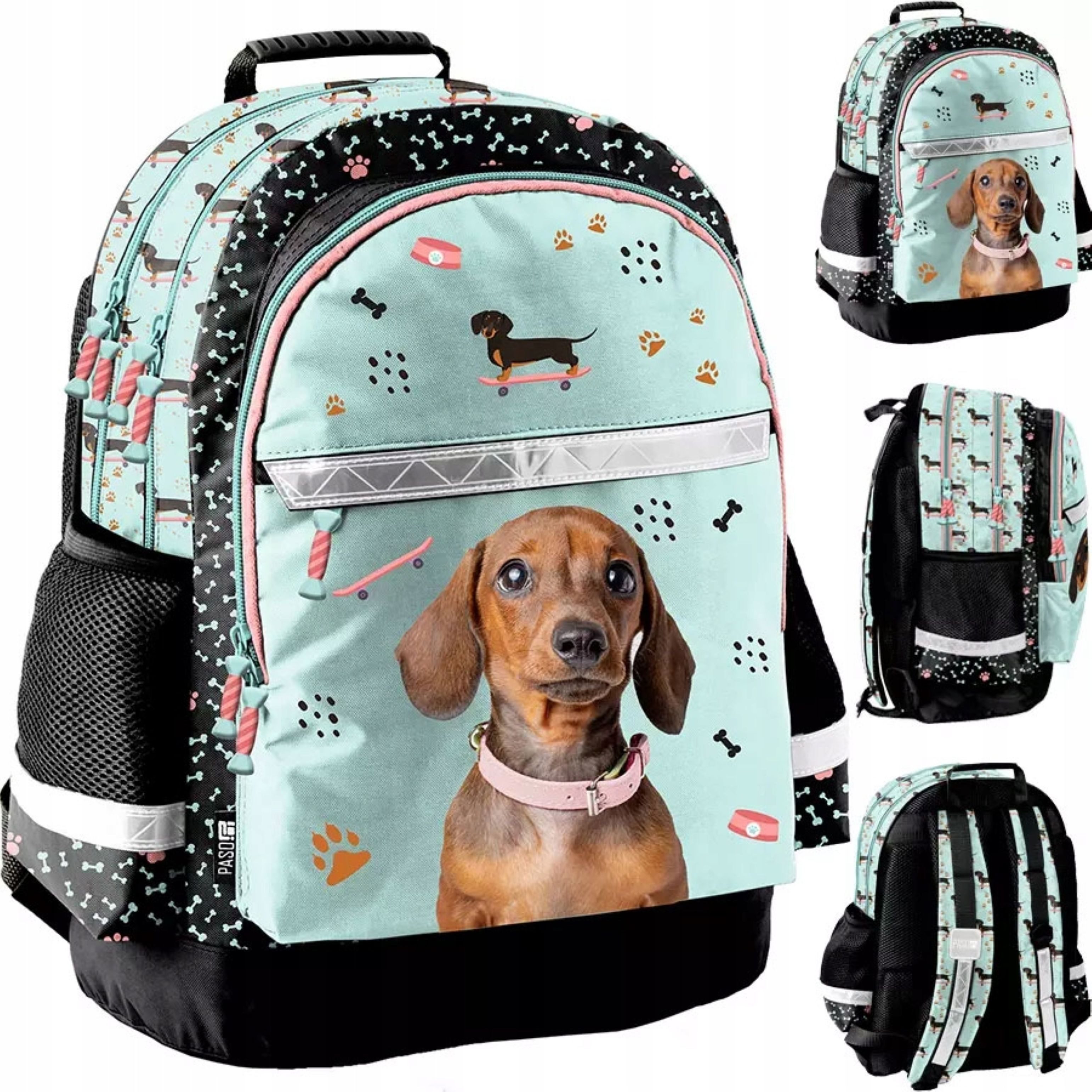 PASO Schulrucksack Schulrucksack Mädchen Hund 1-3 Klasse PASO leicht ergonomisch