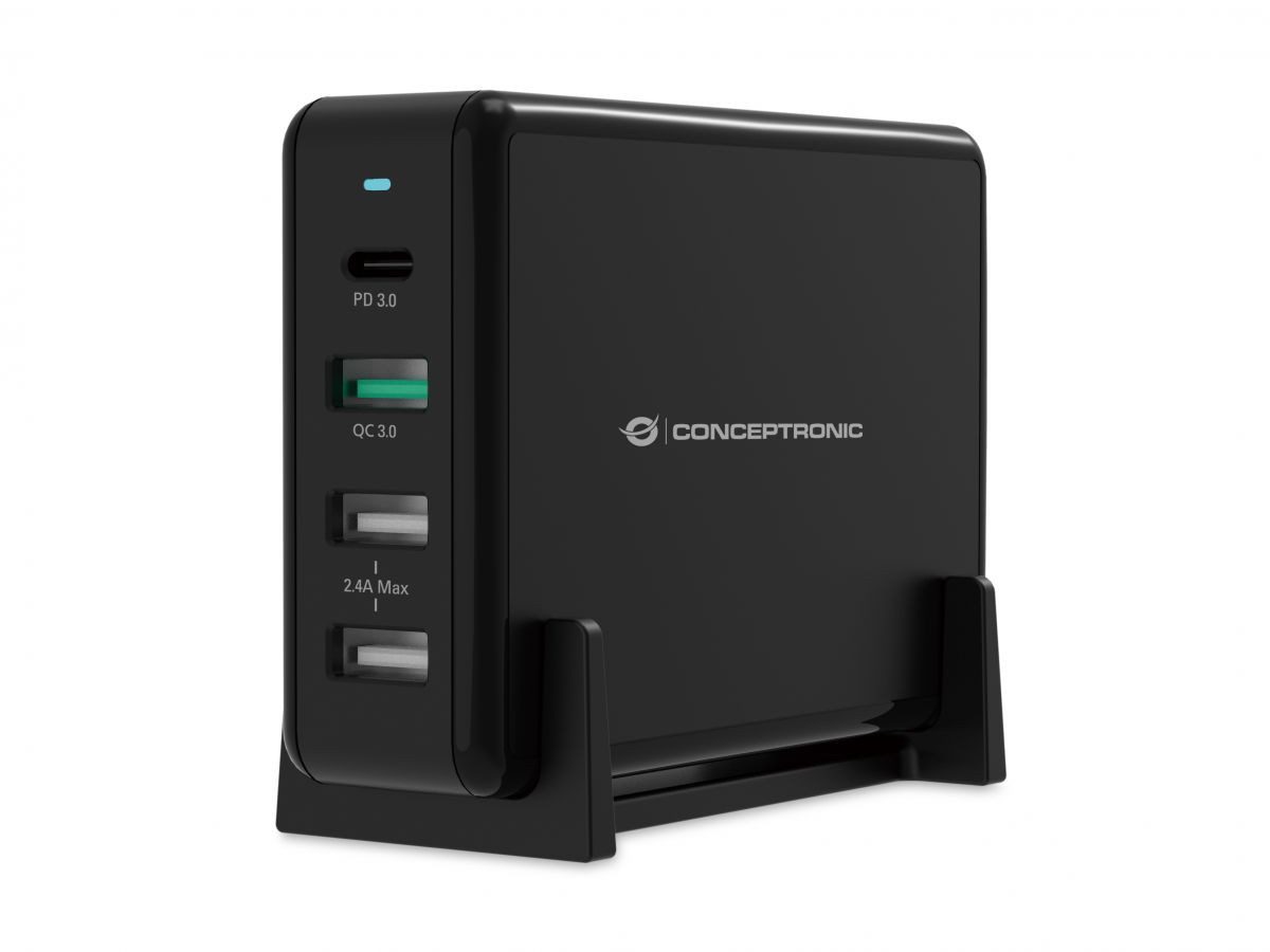 Conceptronic Conceptronic OZUL 4-Port 65W USB-PD Desktop-Ladegerät Ladestation