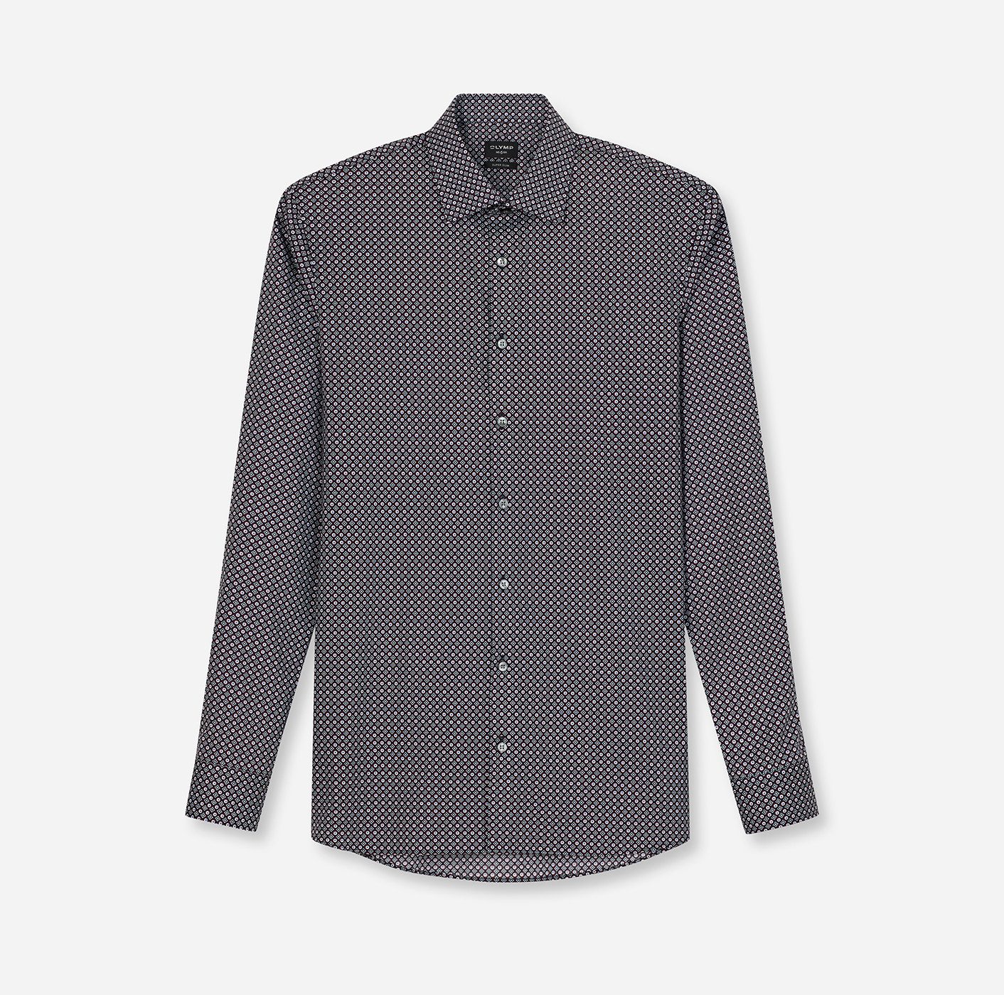 OLYMP Businesshemd Level 5 Body Fit, Haifischkragen, Mit Rotationsprint