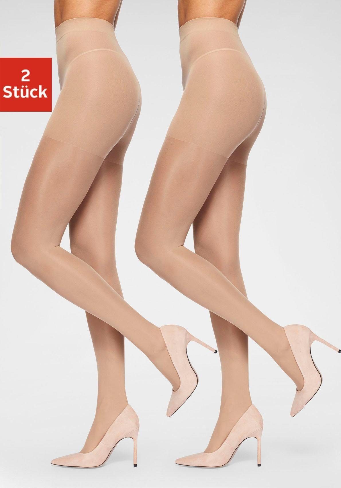 LASCANA Stützstrumpfhose 70 DEN (Packung 2 St) mit verstärktem Höschenteil