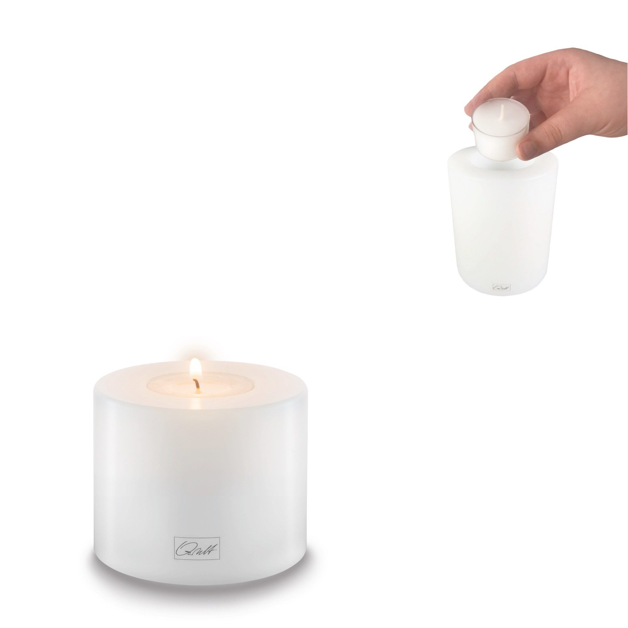 Qult Teelichthalter Farluce Trend - Durchm. 8cm Teelichthalter in Kerzenform Dauerkerze