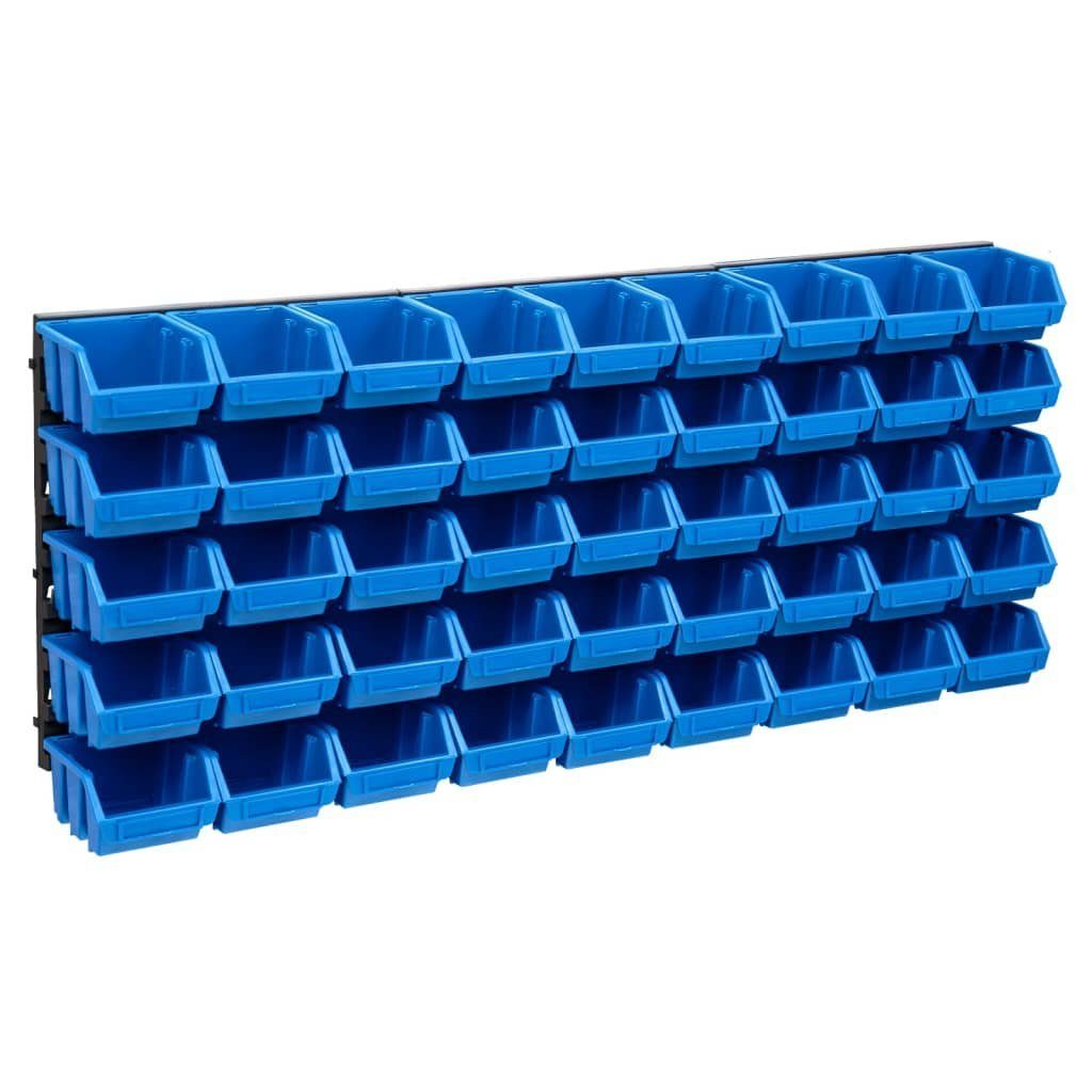 vidaXL Werkzeugbox 48tlg. Behälter-Set für Kleinteile mit Wandplatten Blau Schwarz