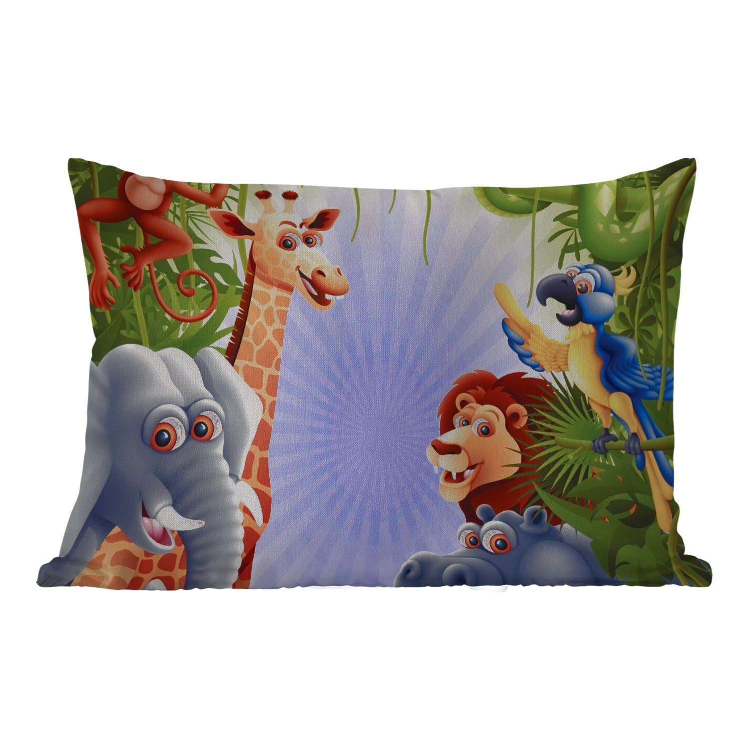 Elefant Löwe Polyester, Baby - - Jungen Mädchen - MuchoWow Dschungel Dekokissenbezug, Giraffe, Outdoor-Dekorationskissen, - - - Dekokissen Kissenhülle