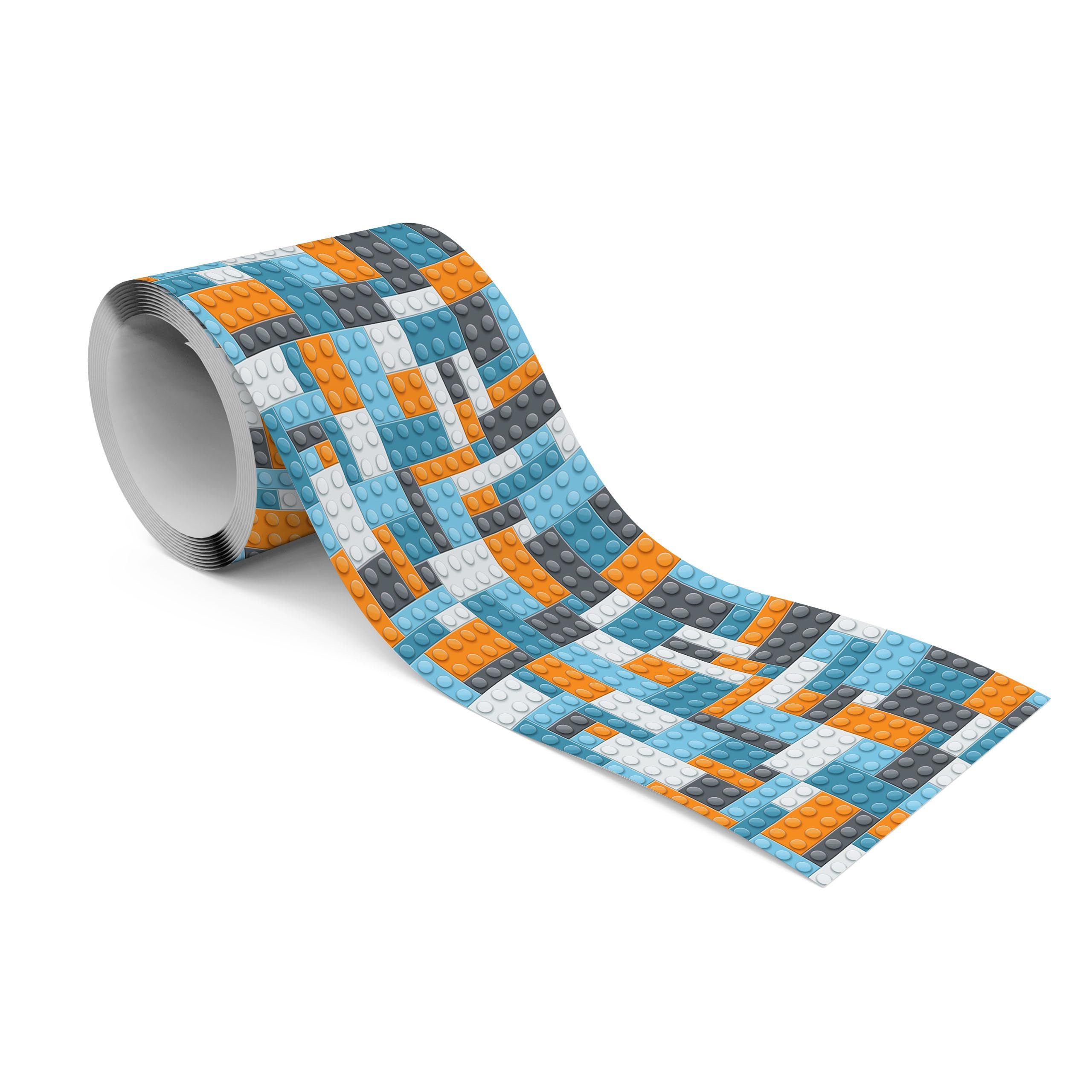 Muralo Bordüre Wandbordüre selbstklebend Kinderzimmer – Tapetenbordüre für Kinder, bedruckt, Blaue Bausteine, 10 x 300 cm, abriebfest, abwischbar