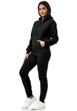 L.gonline Freizeitanzug Damen Freizeitanzug, Hoodie mit Bauchtasche, Sportliche Optik, UNI (Packung, 2-tlg), Fitness Freizeit Casual