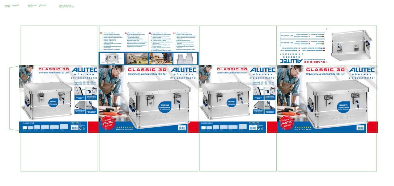 LUTEC Werkzeugbox Alutec Aluminiumbox Classic XS 43 x 34 x 27 cm