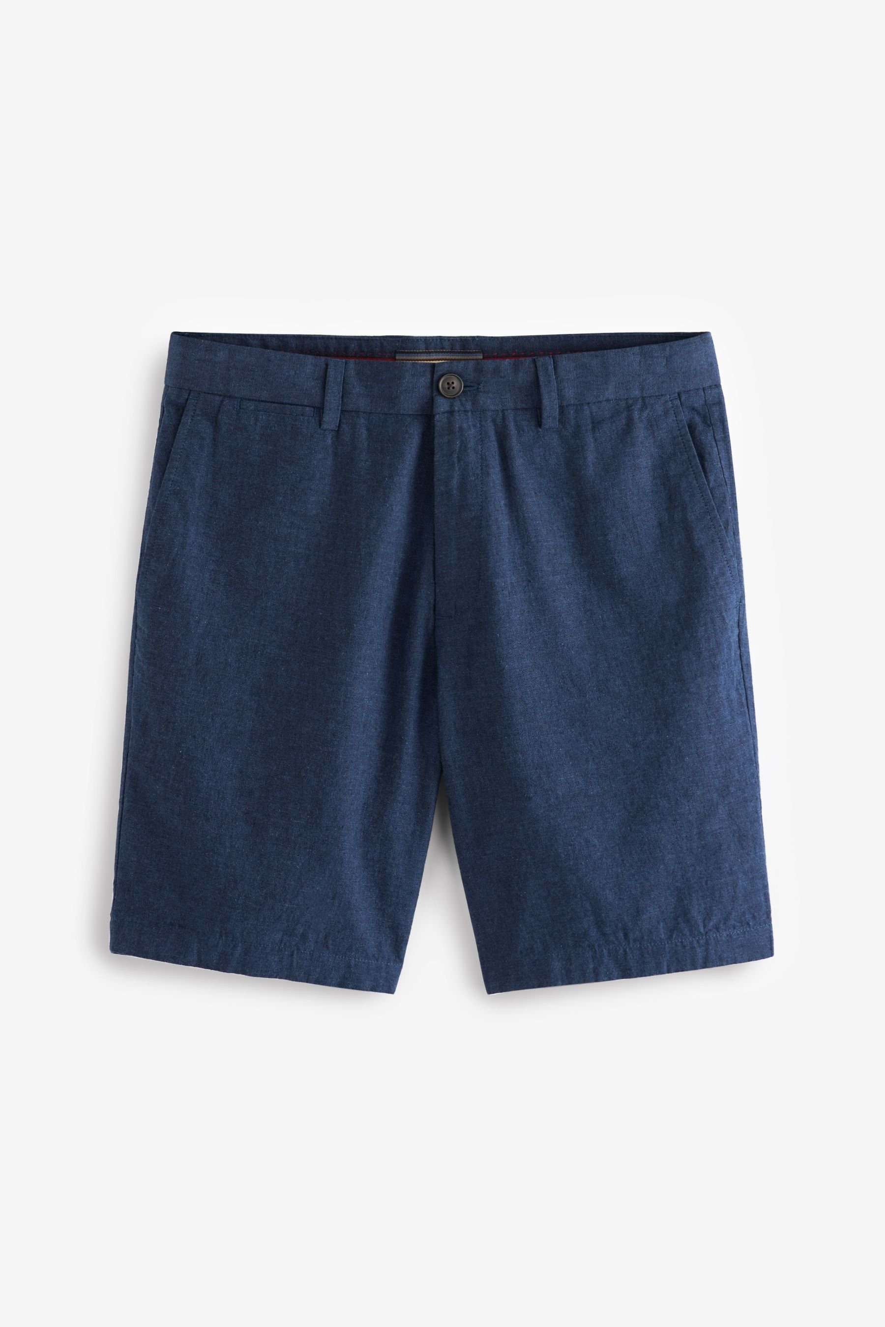 Next Chinoshorts Chino-Shorts aus Baumwolle und Leinen (1-tlg) Navy