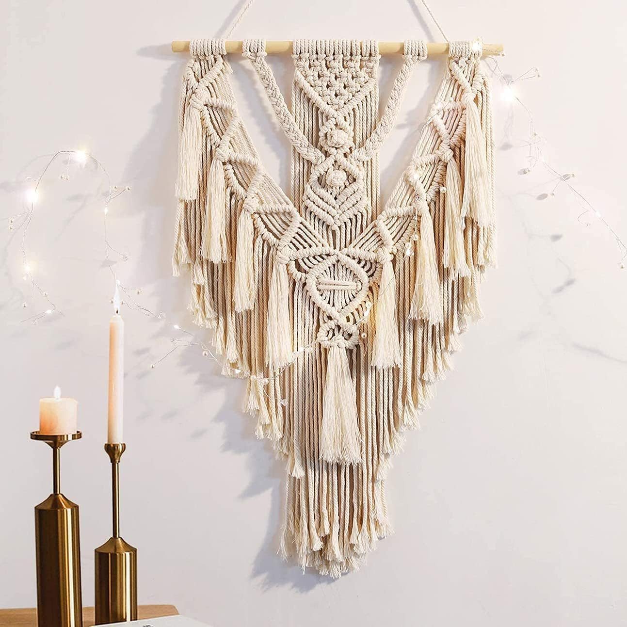 VEKROBOT Wanddekoobjekt Boho Wandbehang mit Fransen handgewebte Tapisserie für Hintergrundwand (1 St), Gewebter Wandbehang mit Fransen Hintergrundwanddekoration