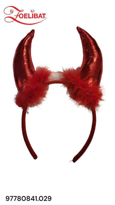 Zoelibat Verkleidungsmaske Teufel Haarreif mit Plüsch. Teufelshörner. Rot-Rot, (kein Set)