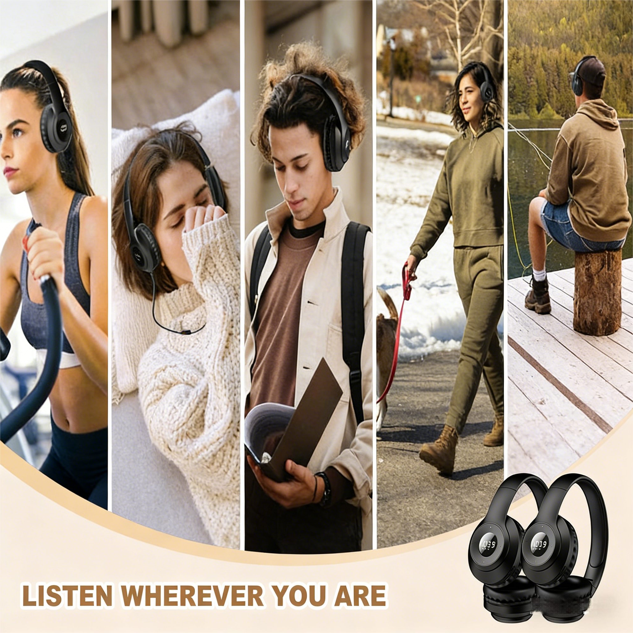 Toomoke Bluetooth Kopfhörer, Kabelgebundene Kopfhörer,Wiederaufladbare Over-Ear-Kopfhörer (Geeignet für Meetings, Arbeit, Wandern,Joggen, kabelgebunden Verbindung, Faltbar,Tragbare,FM-Radio-Kopfhörer,LED-Display,Audiokabel)