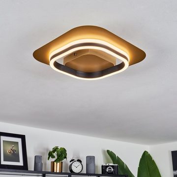 hofstein Deckenleuchte »Leusa« Deckenlampe aus Metall/Kunststoff in Goldfarben/Schwarz/Weiß, 3000 Kelvin, moderne Leuchte dimmbar über Lichtschalter, 1xLED 12 Watt, 1450 Lumen