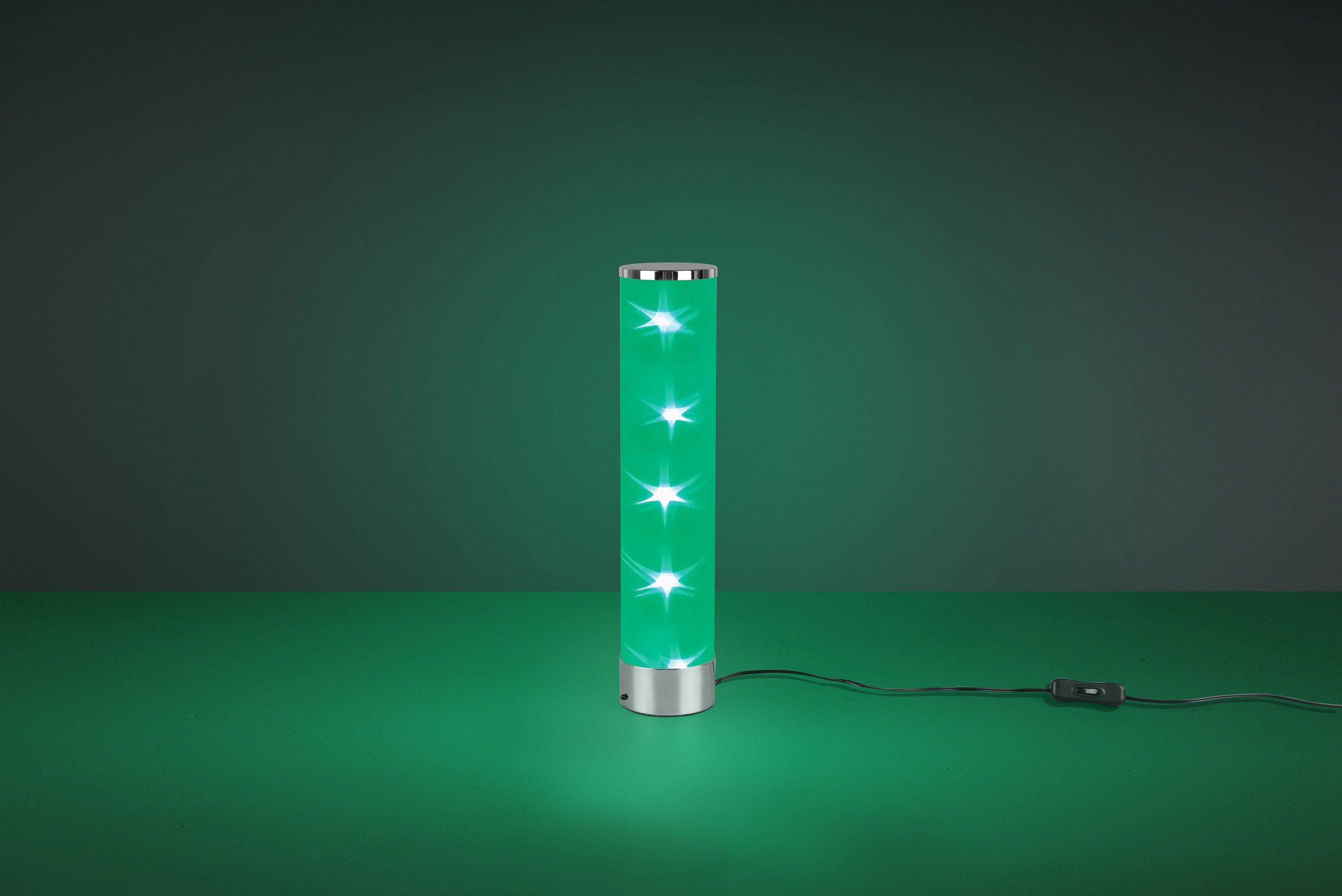 TRIO Leuchten LED fest Dimmer, Warmweiß, RICO, Tischleuchte über LED Fernbedienung Schnurschalter, integriert, RGBW-Farbwechsler, Memory Funktion