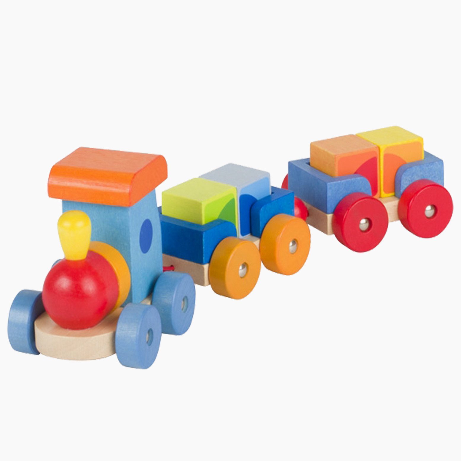 goki Spielzeug-Eisenbahn Zug Mumbai, (packung, 10-tlg., set), Zug Mumbai mit Bauklötzen aus Holz