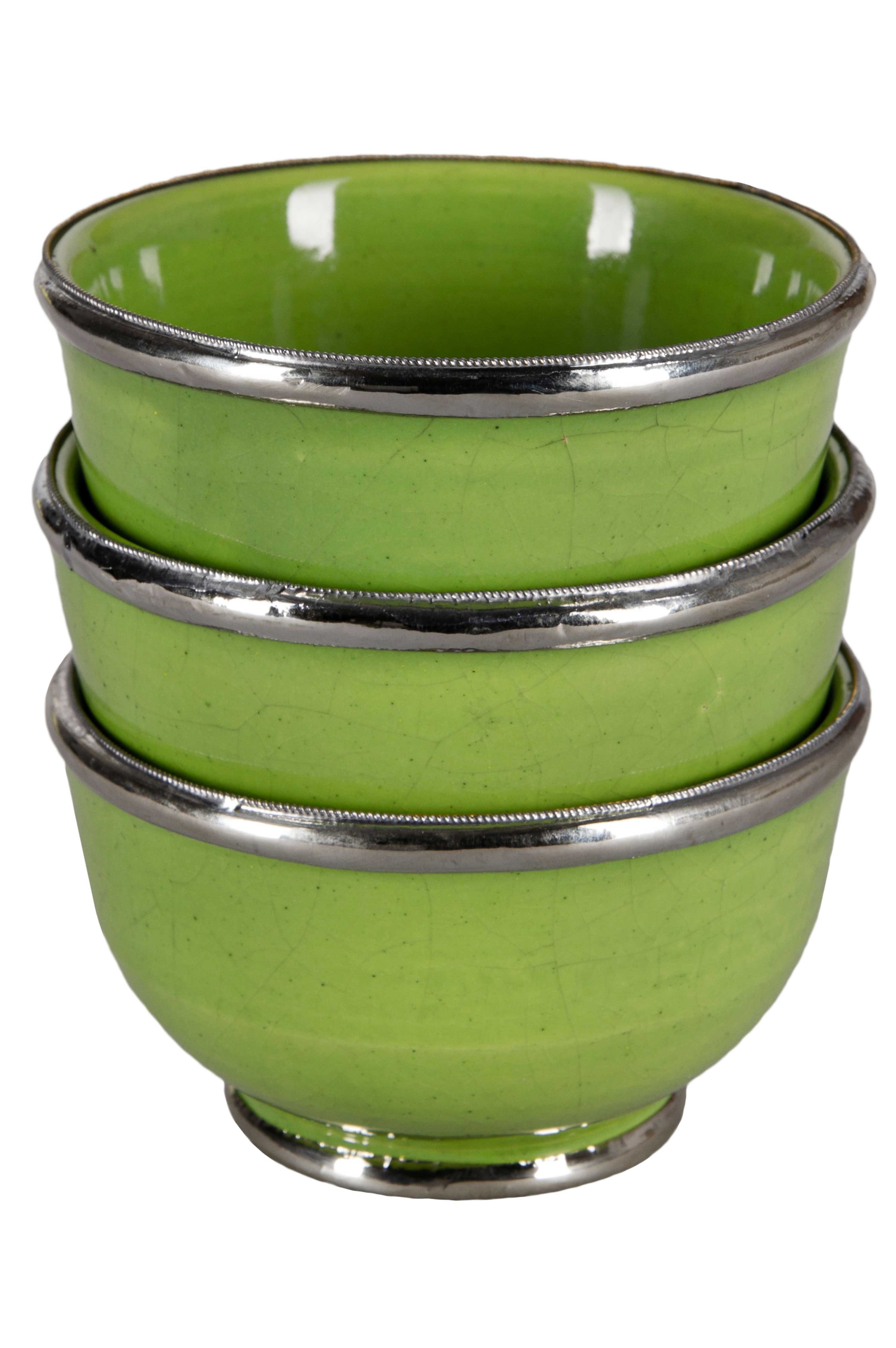 Marrakesch Orient & Mediterran Interior Dipschale 3er Set Orientalische Dipschale Cariba edel aus Keramik in Grün 11 cm, Keramik, (3er Set, 3-tlg), Handarbeit