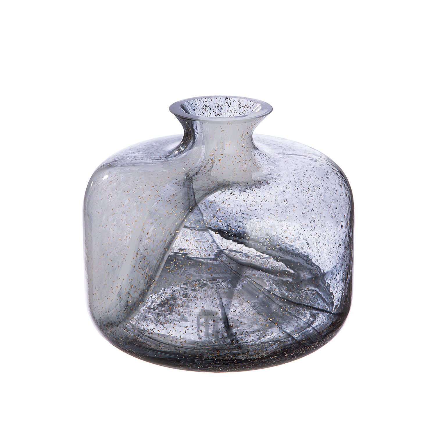 GILDE Dekovase FUMO - Kragenvase aus Glas - weiß-schwarz - H. 18,5cm - Blumenvase (1xKragenvase, 1 Stück), Tulpenvase - Dekoration - Vasen - Weihnachten - Pamapasgras - Geschenk