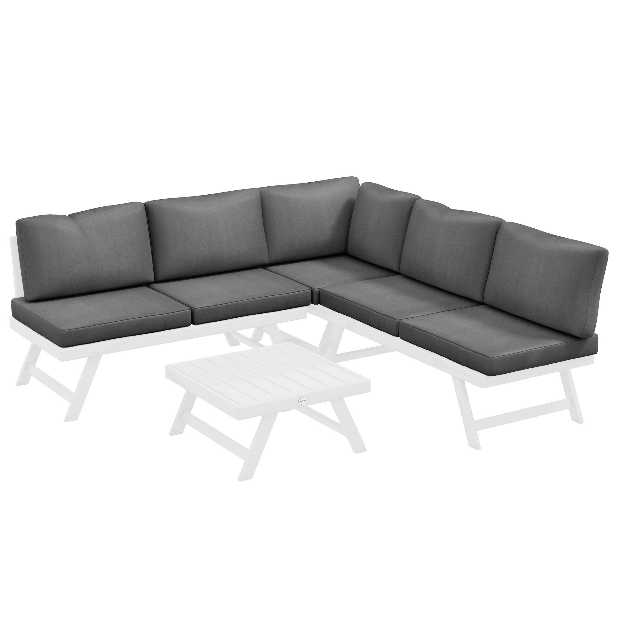 Outsunny Sitzgruppe 4-tlg. Gartenmöbel-Set mit Ecksofa, Doppelsofa, Couchtisch, (Balkonmöbel-Set, 4-tlg., Gartenlounge-Set), mit Sitzkissen für Terrasse, Grau