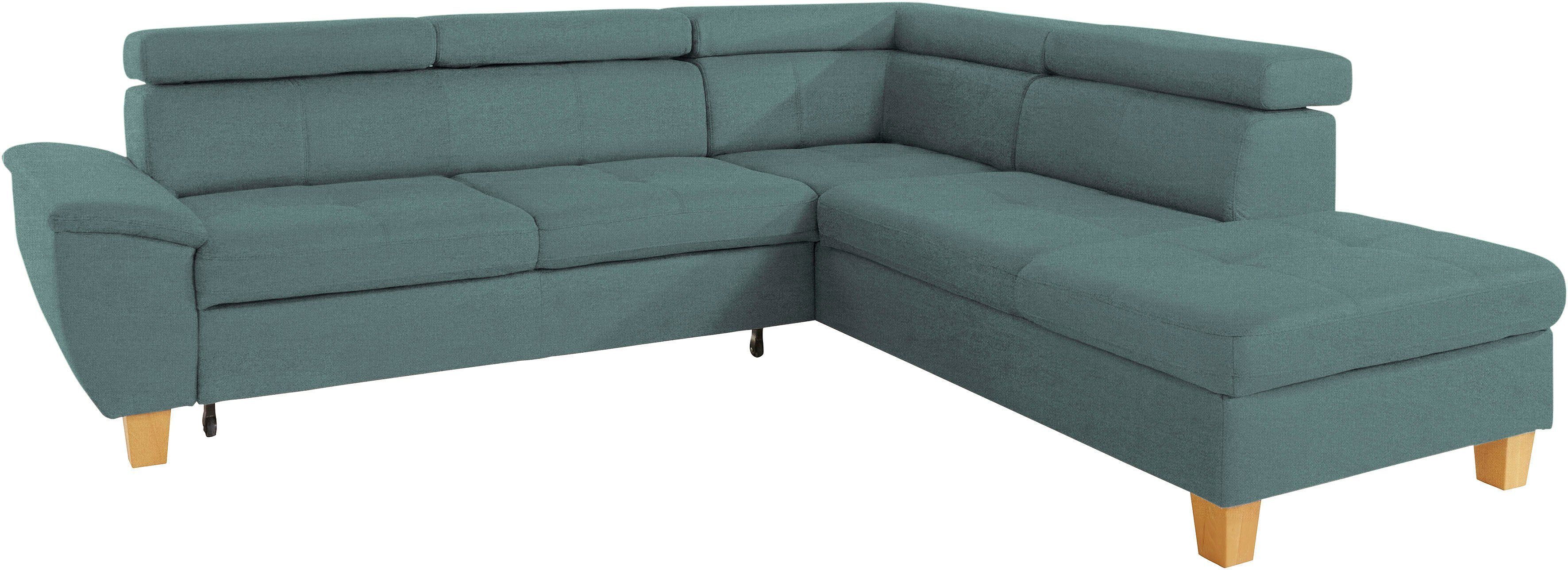 Bettkasten inklusive Ecksofa sofa Bettfunktion fashion wahlweise Enya, - und Kopfteilverstellung, exxpo