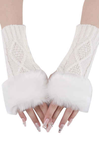MAGICSHE Strickhandschuhe »Damen Arm Handschuhe Winter-warmer Plüsch Fingerlose Handschuhe« Handstulpen Wunderschönes Jacquard-Strickdesign