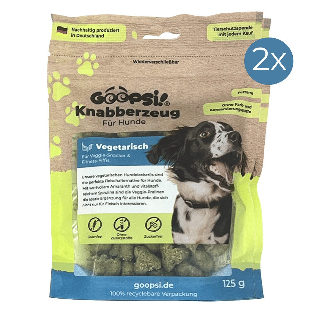 GOOPSI Hundeleckerli Vegetarisch - getreidefrei & ohne Zucker aus Deutschland, 2St., 250g, je Beutel 125g, Hundefutter leckerlis Hund, Hundtraining Snack