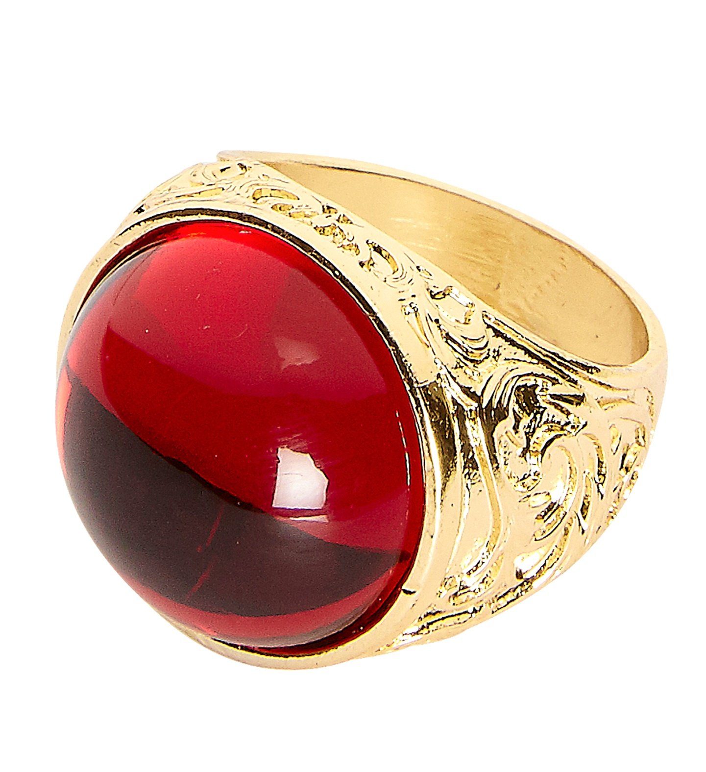 Widmann S.r.l. Kostüm Goldener Ring mit rotem Stein, Schmuck zum Kostüm