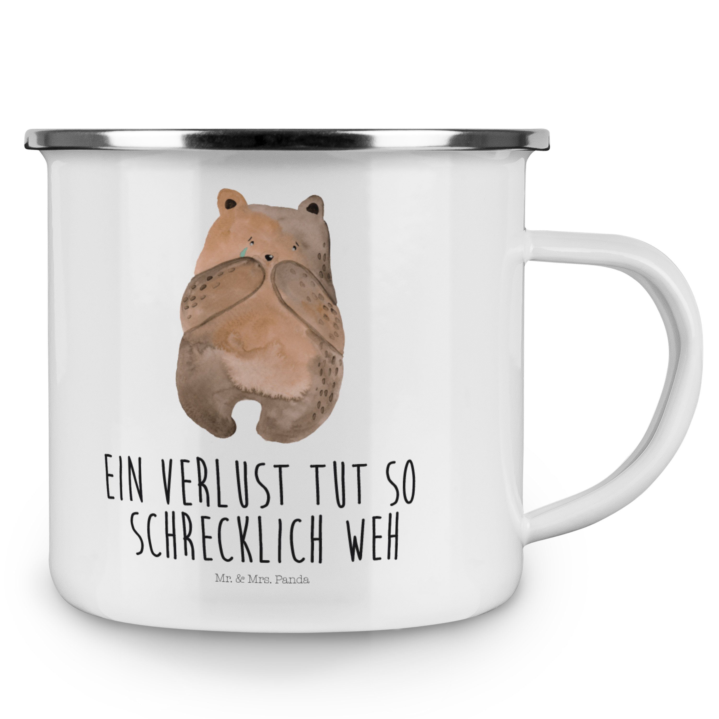 Geschenk, Panda - Becher Emaille für, Metalltasse Weiß Verlust - Teddybär, & Metalltasse, Bär Mr. Mrs.