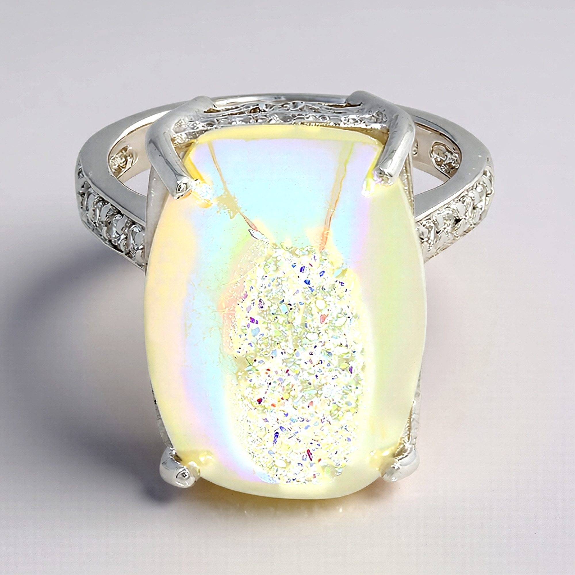 Cavill Perlenring Cavill Ring 925 Sterlingsilber Perlmuttquarz 9,46 ct Topas weiß (1-tlg)
