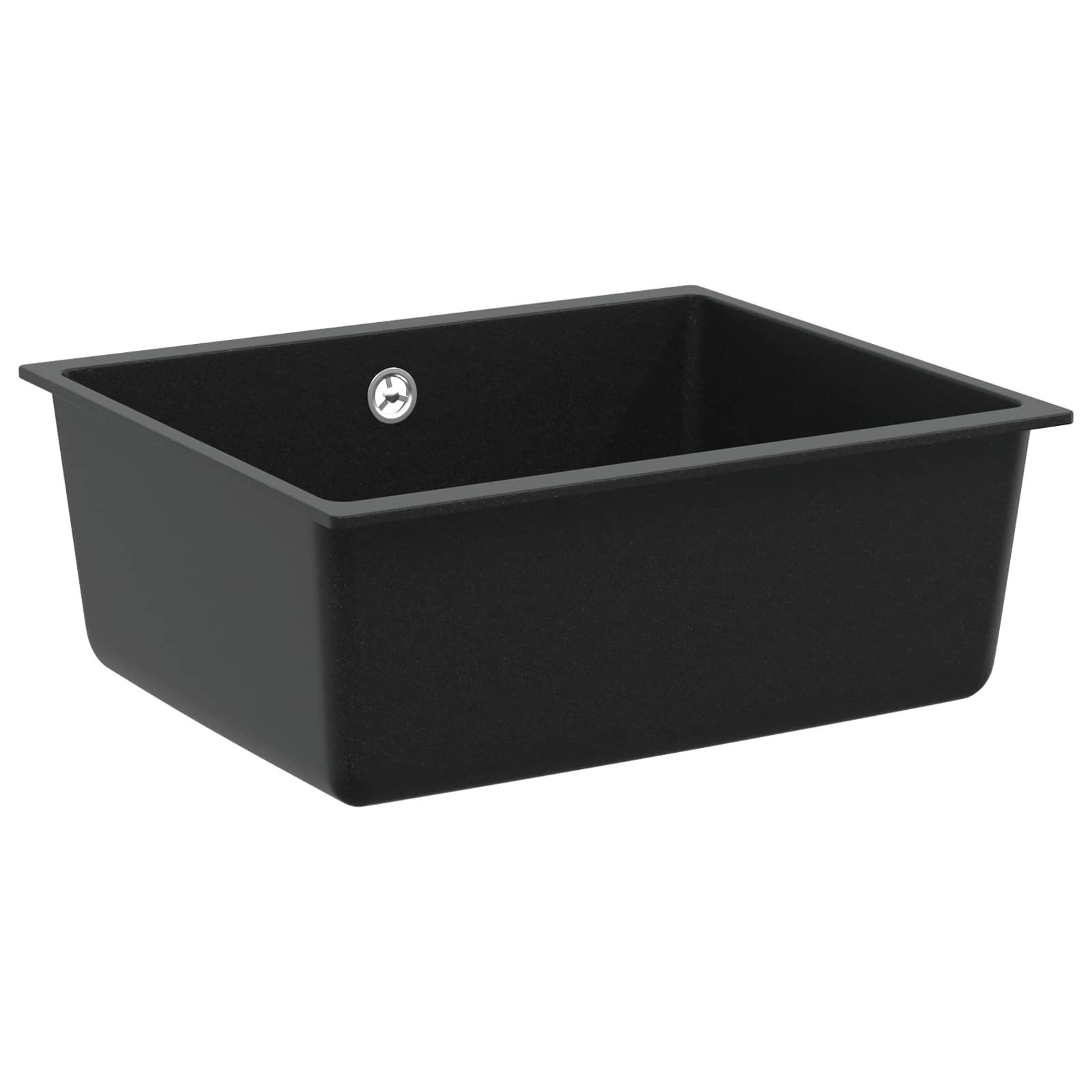 vidaXL Granitspüle Waschbecken 80% Quarz und 20% Harz 530 x 460 mm Schwarz, Rechteckig, 5/530 cm, (1 St)