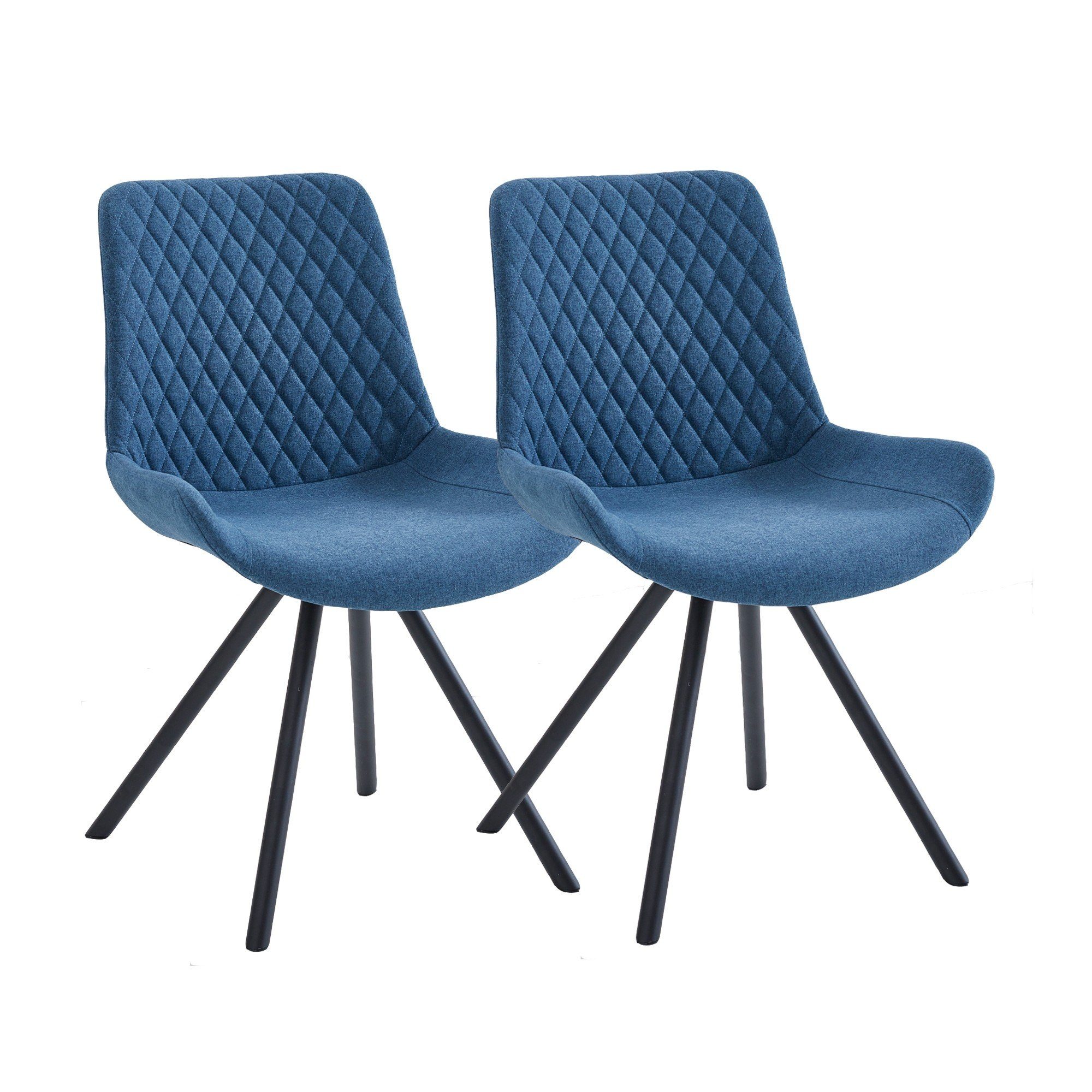 möbelando Esszimmerstuhl Meran (BxHxT: 56x94x59 cm), aus Sitz/Rücken Webstoff, Metallfüße Schwarz in Blau / Schwarz