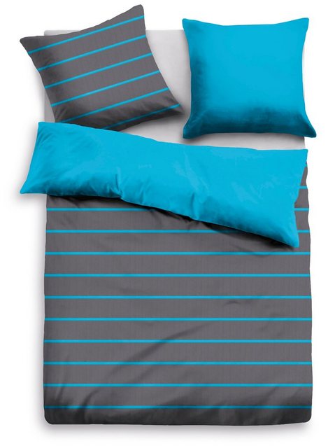 Wendebettwäsche »Katja«, my home, Linon, 2 teilig, Bettwäsche mit Streifen-Design, sportliche Bettwäsche für Kinder