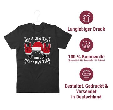 Shirtracer T-Shirt Metal Christmas and a Heavy New Year - weiß Weihachten Kleidung