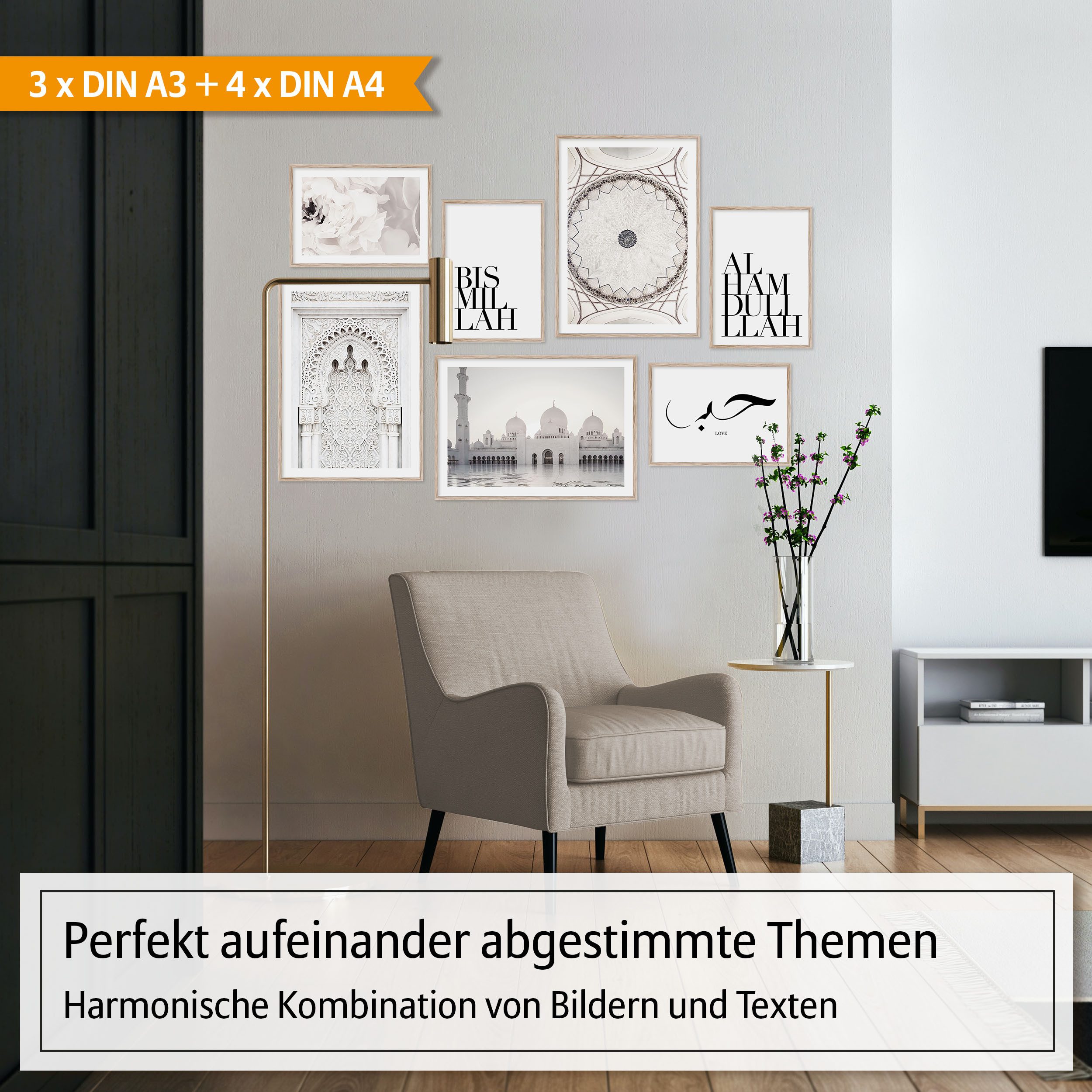 Hyggelig Home Poster Moschee, Premium Poster Set OHNE & MIT Rahmen - 7 Wand günstig online kaufen