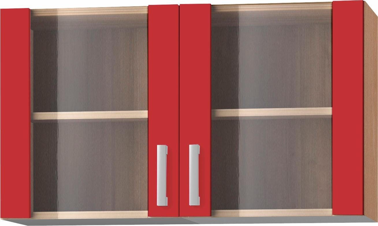 OPTIFIT Hängeschrank buchefarben Türen breit, | rot/buche-Milchglas cm 2 100 Grauglaseinsatz Odense mit mit