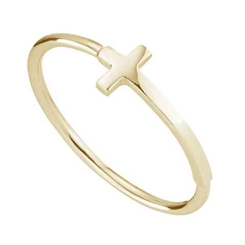 CAÏ Fingerring 925/- Sterling Silber vergoldet Kreuz