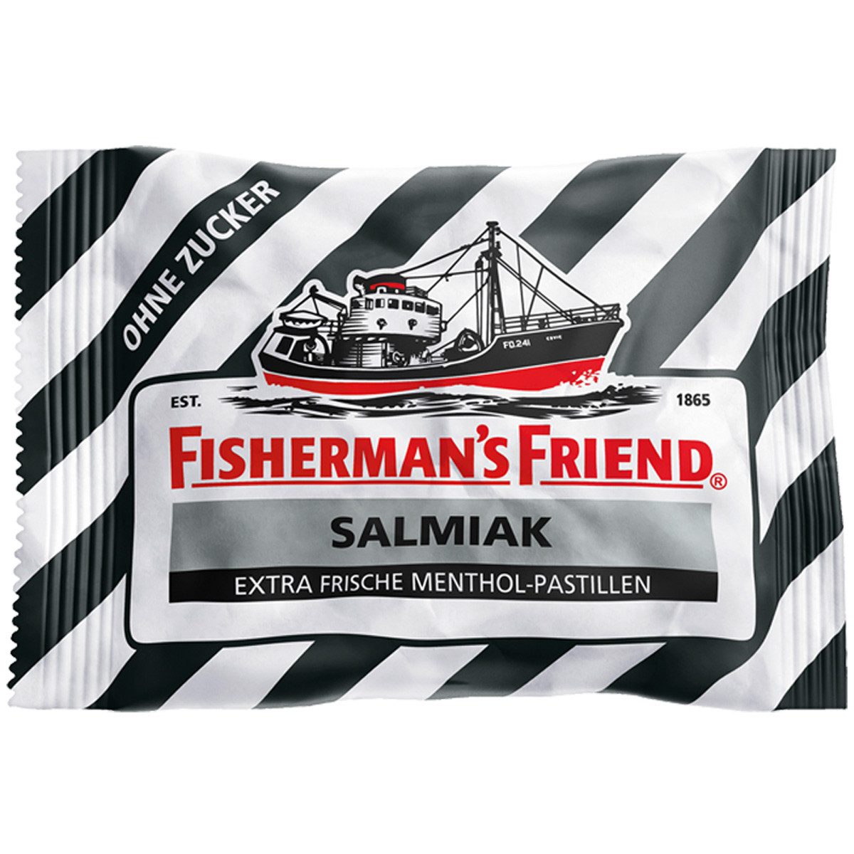 FISHERMAN'S FRIEND Süßigkeit, Fishermans Friend Salmiak frische Menthol Pastillen ohne Zucker 25g
